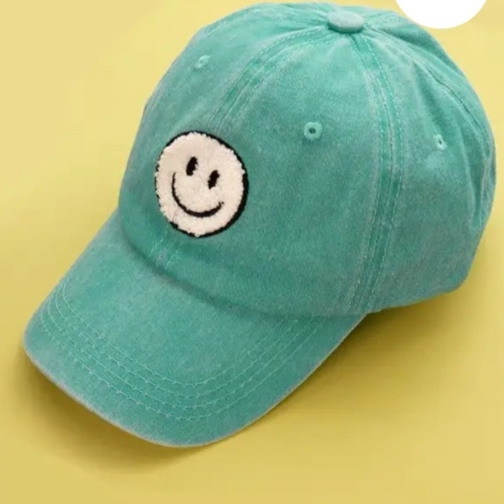 ✨️Smiley Face Cap (Washed Turq )
